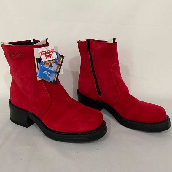 Durango Shoes - Durango Women’s Red Suede Zip Platform Boots - Size 7